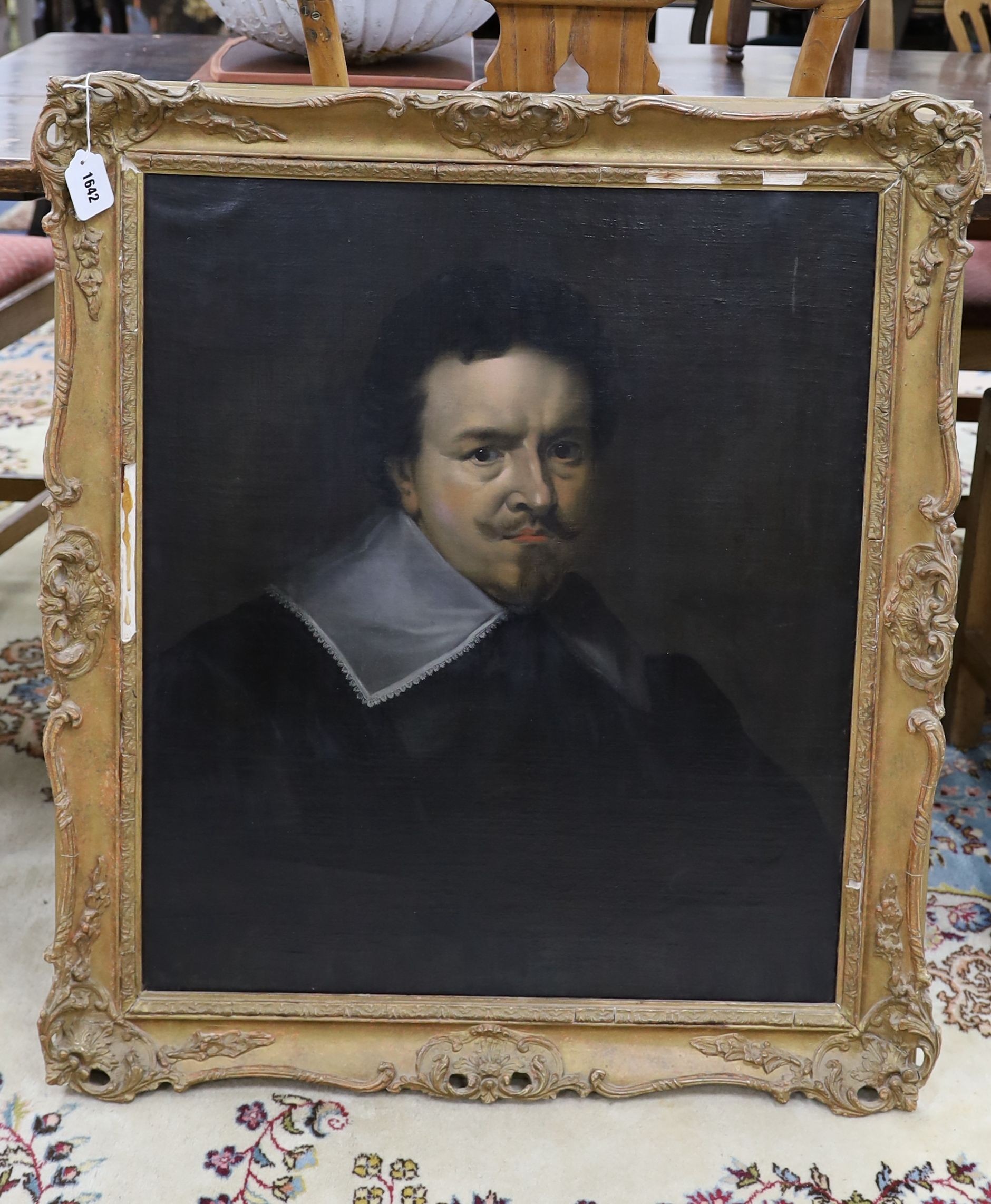 19th century Continental School, oil on canvas, Portrait of a 17th century gentleman, thought to be Thomas Wentworth earl of Strafford,70 x 60cm